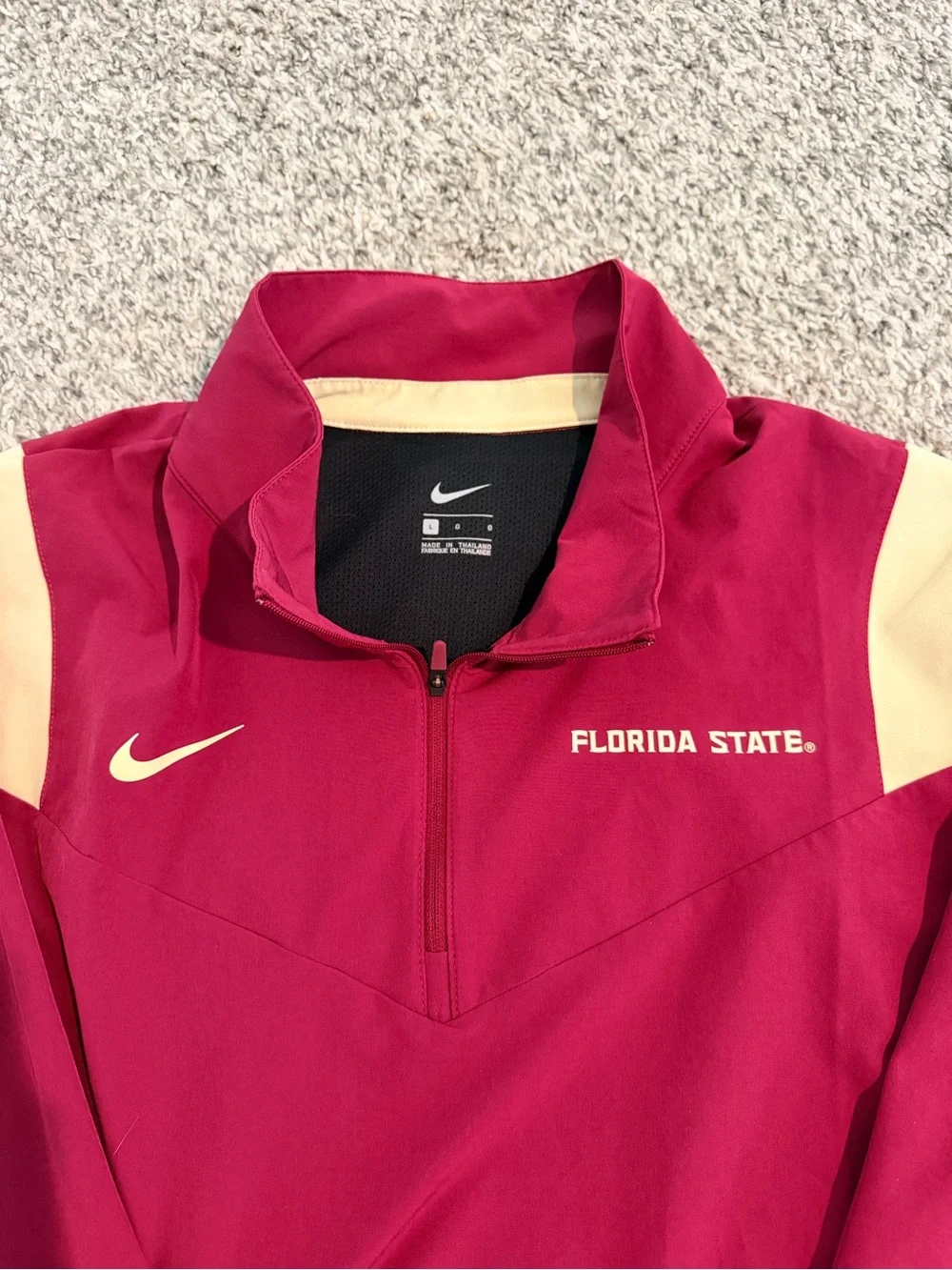 Nike Garnet Quarter-Zip Pullover with Cream Shoulder Panels - Florida State